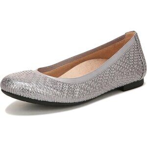 Vionic Anita Ballet Flats 8.5M Pewter Woven Slip-On Comfort Cushioned Shoes